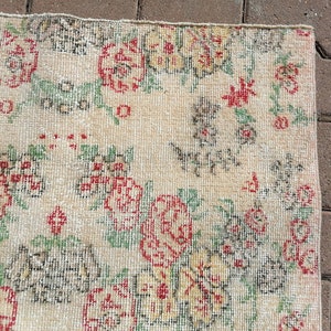 Oushak rug, Turkish rug, Floral mat, Vintage rug, Bath mat, Accent rug, Handmade Rug, Bedroom Rug, Bohemian Rug, Wool rug, 3x5.2 ft, GR 2955 image 6