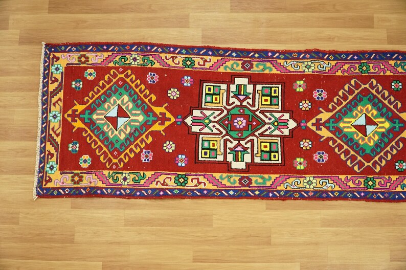 Vintage Oushak Rug, Soft Textured Rug, Gothic Rug, Hallway Rug, Entryway Rug, Wedding Rug, Turkish Rug, Herki Runner, 3x11.1 ft, GR 3629 image 3