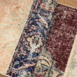 Vintage Teppich, Wollteppich, Hochzeitsdeko, Patchwork Teppich, Kleiner Teppich, Nachtteppich, Kellerteppich, 40x90 cm, GR 4545