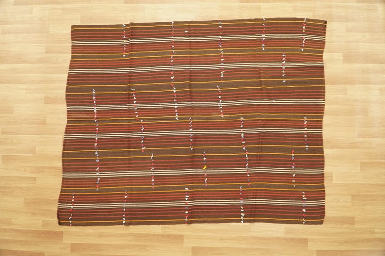 Rugs For Living Room, Handwoven Kilim Rug, Bohemian Rug, Turkish Vintage Rug, Oushak Wool Rug, 6.2 x 8 feet, Lounge Rug, Cozy Rug,