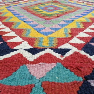 Aztec Runner Rug, Kilim Runner Rug, Turkish Kilim Rug, Handwoven Rug, 3 ...