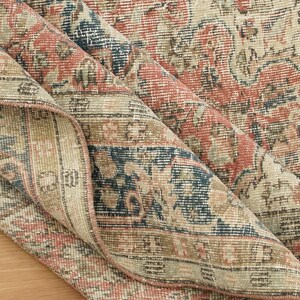 Oushak Area Rug, Stylish Rug, Organic Wool Rug, Turkish Rug, Under Bed Rug, Vintage Rug, Handknotted Rug, Pink Rug, 6.2 x 7.4 feet, GR 157 image 8