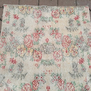Oushak rug, Turkish rug, Floral mat, Vintage rug, Bath mat, Accent rug, Handmade Rug, Bedroom Rug, Bohemian Rug, Wool rug, 3x5.2 ft, GR 2955 image 7