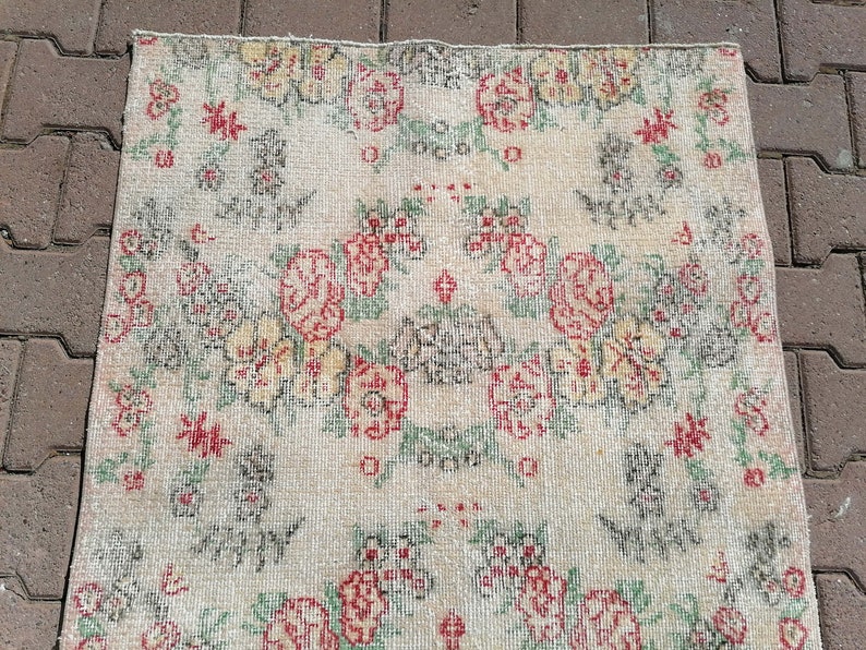 Oushak rug, Turkish rug, Floral mat, Vintage rug, Bath mat, Accent rug, Handmade Rug, Bedroom Rug, Bohemian Rug, Wool rug, 3x5.2 ft, GR 2955 image 7