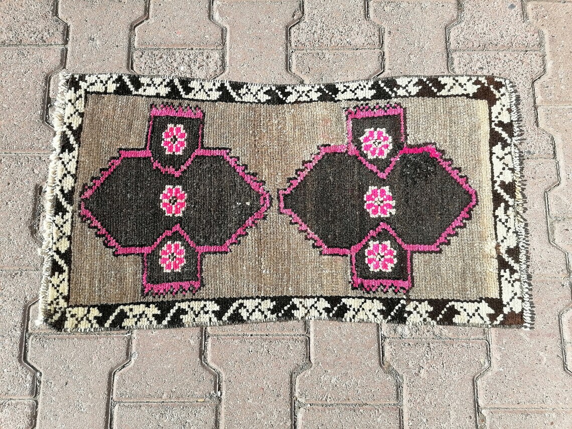 Wool Bath Mat Soft Pile Rug Front Door Mat Vintage Rug Etsy