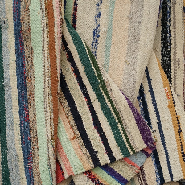 Turkish rug, Striped kilim, Multicolor kilim, Vintage rug, Colorful rug, Kitchen rug, Hallway rug, Entry rug, Wool rug, 2.6x11.8 ft, GR 2548