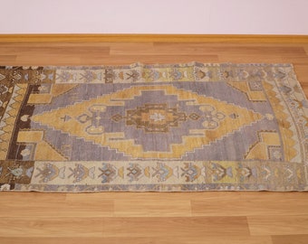 bohemian area rug, hand knotted rug, vintage rug, turkish rug, oushak rug, antique rug, muted color rug, living room rug, 3.3 x 5.1, GR 469