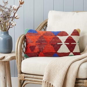 Bunte Dreieck Vintage Kissenbezug 20x40 | Boho Hochzeitsgeschenk | R306