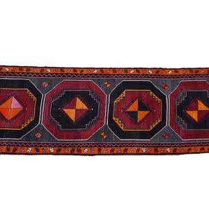 Orange Runner Rug, Soft Turkish Rug, Farmhouse Rug, Long Size Rug, Vintage Rug, Herki Runner, Hallway Rug, Stair Rug, 3.9x17.4 ft, GR 4579