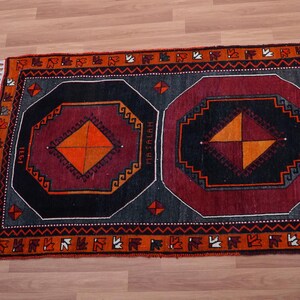 Orange Runner Rug, Soft Turkish Rug, Farmhouse Rug, Long Size Rug, Vintage Rug, Herki Runner, Hallway Rug, Stair Rug, 3.9x17.4 ft, GR 4579