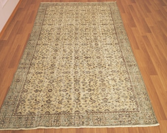 Turkish Vintage Rug, Oushak Area Rug, Bohemian Rug, 5.1 x 9.1 feet, Wool Rug, Bohemian Floor Rug, Livingroom Rug, Boho Rug, GR 72
