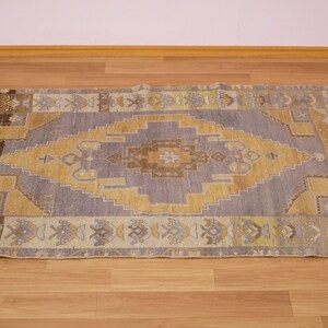 bohemian area rug, hand knotted rug, vintage rug, turkish rug, oushak rug, antique rug, muted color rug, living room rug, 3.3 x 5.1, GR 469 image 2