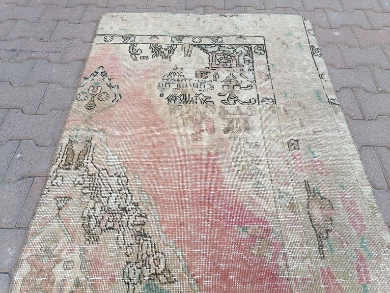 Boho Turkish Rug, Floral Rug, Stair Rug, Kitchen Rug, Mats For Laundry, Floor Rug, Vintage Rug, Area Rug, Rustic Rug, 3.3 x 8.3 ft, GR 3210