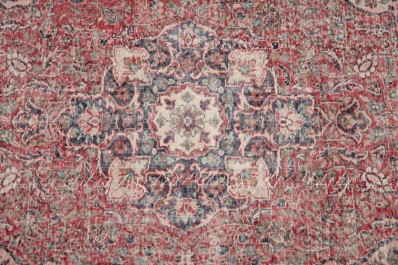 Antiker Türkischer Teppich, Handgeknüpfter Wollteppich, Vintage Teppich, Handgeknüpfter Wollteppich, Wollteppich, Handgeknüpft Bild 8