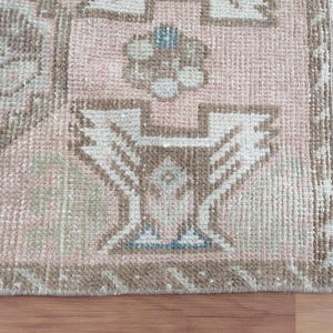 Turkish vintage rug, small oushak rug, sun faded rug, rustic rug, nomadic rug, layering rug, rugs for kitchen, 1.5x3.1 ft, GR 3783