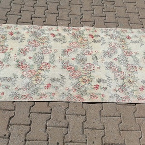 Oushak rug, Turkish rug, Floral mat, Vintage rug, Bath mat, Accent rug, Handmade Rug, Bedroom Rug, Bohemian Rug, Wool rug, 3x5.2 ft, GR 2955 image 2