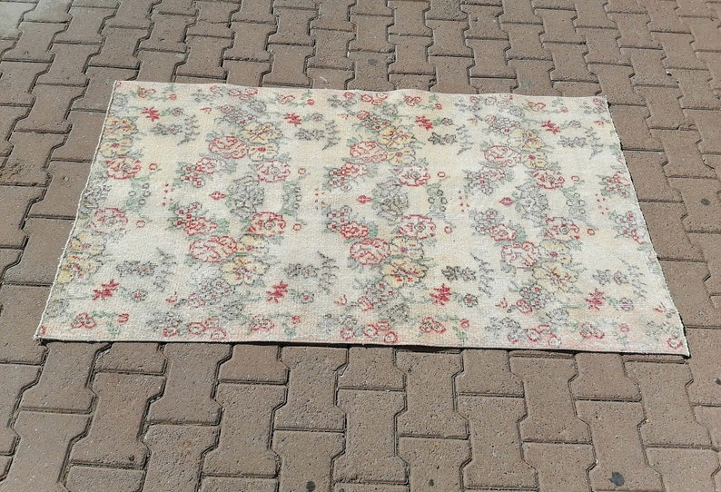 Oushak rug, Turkish rug, Floral mat, Vintage rug, Bath mat, Accent rug, Handmade Rug, Bedroom Rug, Bohemian Rug, Wool rug, 3x5.2 ft, GR 2955 image 2