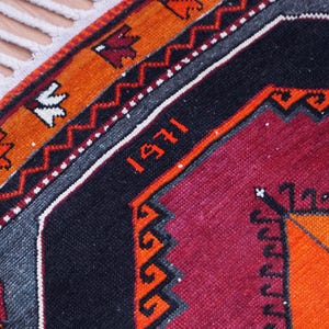 Orange Runner Rug, Soft Turkish Rug, Farmhouse Rug, Long Size Rug, Vintage Rug, Herki Runner, Hallway Rug, Stair Rug, 3.9x17.4 ft, GR 4579