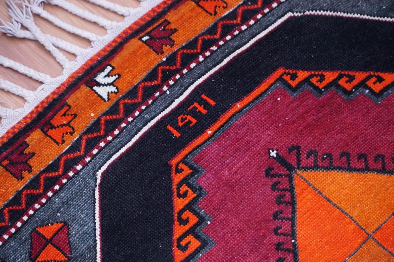 Orange Runner Rug, Soft Turkish Rug, Farmhouse Rug, Long Size Rug, Vintage Rug, Herki Runner, Hallway Rug, Stair Rug, 3.9x17.4 ft, GR 4579