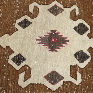Alfombra para peldaños de escalera, alfombra marrón, alfombra retro, alfombra de estilo rústico, alfombra de cocina, alfombra anudada a mano, alfombra turca vintage, 3,7 x 11,4 pies, alfombra suave, GR 1024 imagen 8