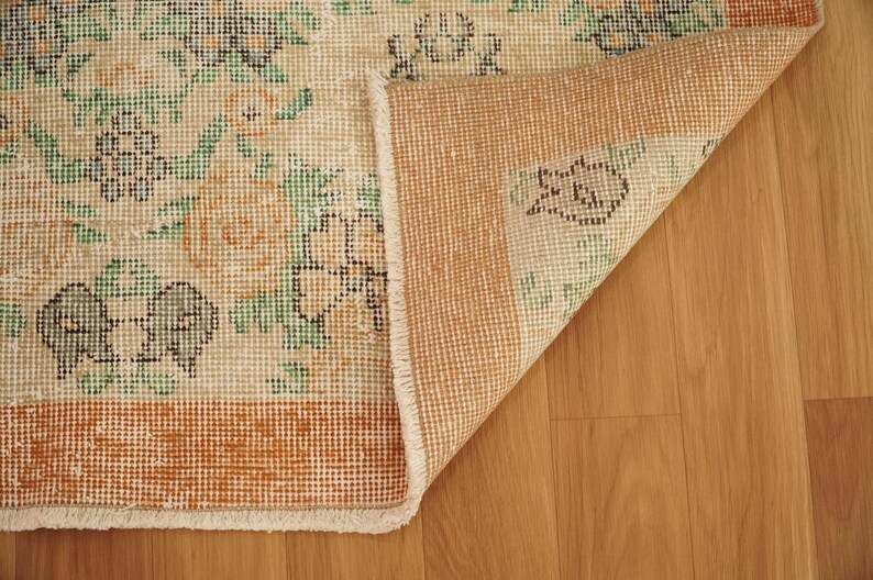 Floral Turkish Rug , Oushak Area Rug , Boho Rug , 3.7 x 6.6 feet , Hand Made Rug , Wool Rug , Living Room Rug , Turkey Rug , GR 912 image 10