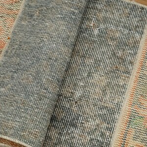 Salmon Gray Rug, Events Rug, Southwestern Rug, Patchwork Yoga Mat, Coastal Rug, Cotton Small Rug, Vintage Unique Rug, 1.4x3 Ft, GR 4539