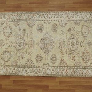 Geometric Design Rug, Vintage Rug, Oushak Rug, Hand Knotted Rug, Faded Rug, Turkish Rug, Pasoral Show Room Carpet, 5.3 x 8.8 feet, GR 2476 image 1