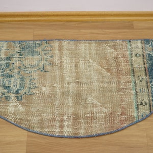 Küchenmatte, Türmatte, Vintage Teppichmatte, Badematte, Türteppich, Kleiner türkischer Teppich, Verblasste Teppichmatte, Boho Dekomatte, 1,5 x 2,6 Fuß, GR 2588