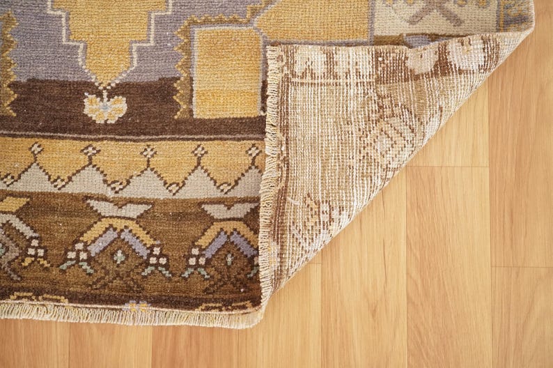 bohemian area rug, hand knotted rug, vintage rug, turkish rug, oushak rug, antique rug, muted color rug, living room rug, 3.3 x 5.1, GR 469 image 13