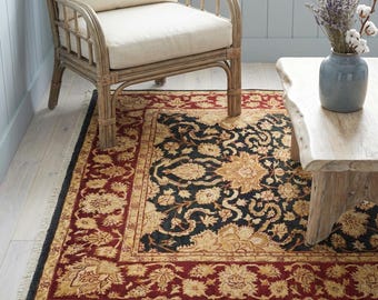 Turecki dywan Oushak: neutralny styl vintage – wełna i bawełna, 8 x 9,9 stopy