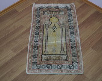 Turkish Rug , Vintage Rug , Oushak Area Rug , Wool Rug , Bathroom Rug , 1.8 x 3.3 feet , Decorative Rug , Oriental Rug , Boho Rug , GR 221