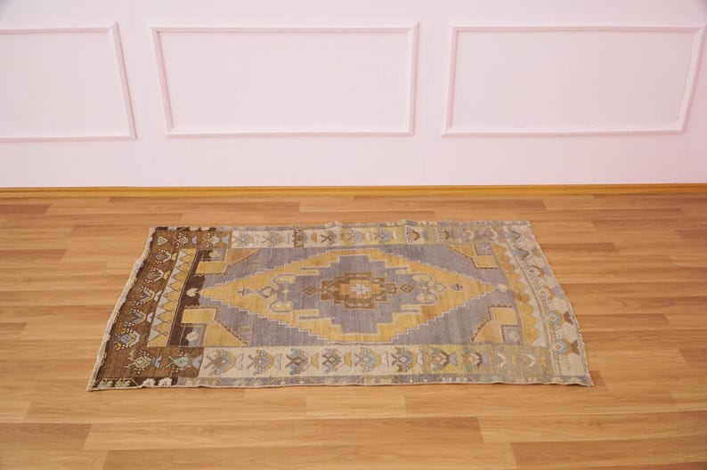 bohemian area rug, hand knotted rug, vintage rug, turkish rug, oushak rug, antique rug, muted color rug, living room rug, 3.3 x 5.1, GR 469 image 10