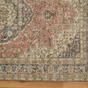 Oushak Area Rug, Stylish Rug, Organic Wool Rug, Turkish Rug, Under Bed Rug, Vintage Rug, Handknotted Rug, Pink Rug, 6.2 x 7.4 feet, GR 157 image 4