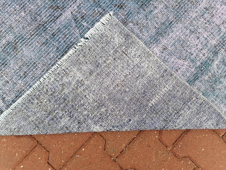 Alfombra hecha a mano, alfombra de pasillo para exteriores, alfombra azul, alfombra costera, tapete de lavandería, alfombra vintage, alfombra teñida, alfombra turca, 3.1 x 7.7 pies GR 3442 imagen 10