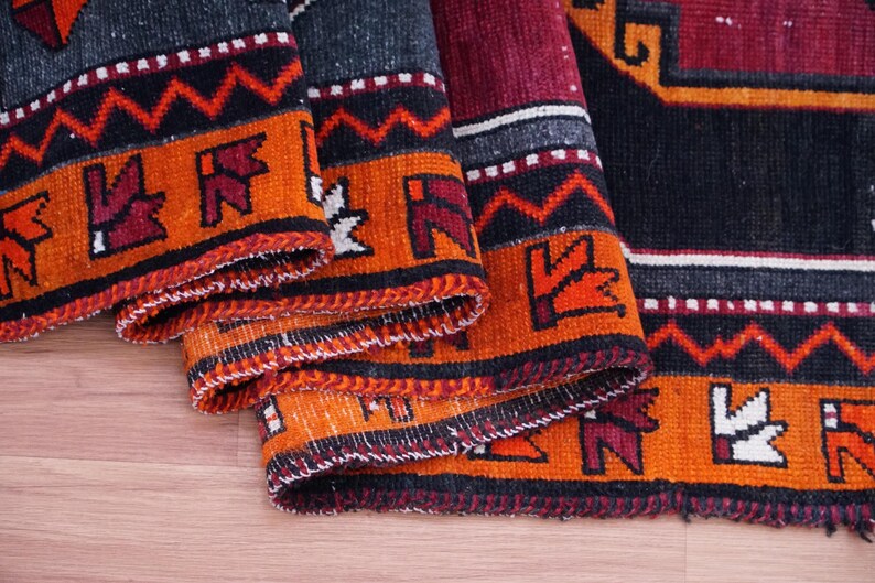Orange Runner Rug, Soft Turkish Rug, Farmhouse Rug, Long Size Rug, Vintage Rug, Herki Runner, Hallway Rug, Stair Rug, 3.9x17.4 ft, GR 4579