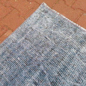 Handgemaakt tapijt, outdoor hardloper, blauw tapijt, kustkleed, wasmat, tapijt voor kinderen, vintage tapijt, overdyed tapijt, Turks tapijt, 3,1 x 7,7 ft GR 3442 afbeelding 5