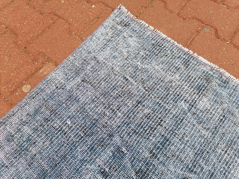 Handgemaakt tapijt, outdoor hardloper, blauw tapijt, kustkleed, wasmat, tapijt voor kinderen, vintage tapijt, overdyed tapijt, Turks tapijt, 3,1 x 7,7 ft GR 3442 afbeelding 5