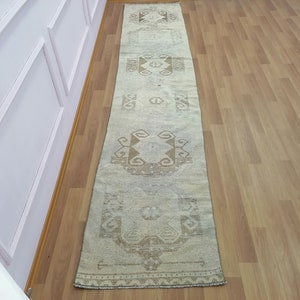 Runner Rug, Faded Rug, Muted Rug, Hallway Rug, Entryway Rug, Handmade Rug, Wool Rug, Boho Decor Rug, Stair Rug, 2.5 x 12.1  feet, GR 2240