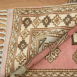 Alfombra de lana, alfombra rosa pastel, alfombra artesanal, alfombra étnica, alfombra turca Oushak, alfombra rural, alfombra vintage, alfombra elegante, 3.8 x 6.5 pies, GR 4007