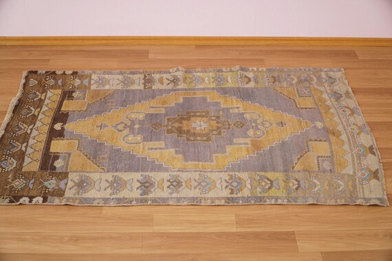 bohemian area rug, hand knotted rug, vintage rug, turkish rug, oushak rug, antique rug, muted color rug, living room rug, 3.3 x 5.1, GR 469