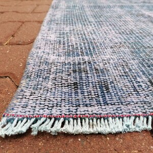 Alfombra hecha a mano, alfombra de pasillo para exteriores, alfombra azul, alfombra costera, tapete de lavandería, alfombra vintage, alfombra teñida, alfombra turca, 3.1 x 7.7 pies GR 3442 imagen 7