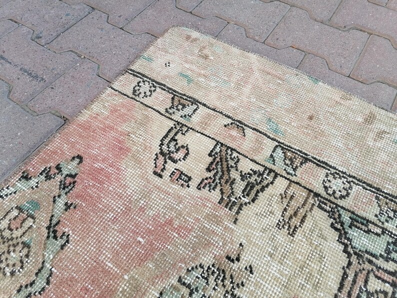 Boho Turkish Rug, Floral Rug, Stair Rug, Kitchen Rug, Mats For Laundry, Floor Rug, Vintage Rug, Area Rug, Rustic Rug, 3.3 x 8.3 ft, GR 3210