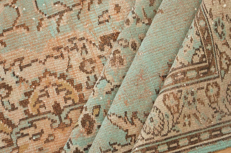 Oriental Oushak Rug, Pink Blue Rug, Bed Side Rug, Ornate Rug, Turkish Rug, Saloon Rug, Vintage Rug, Hand Knotted Rug, 5.9x9.7 Ft, GR 1935
