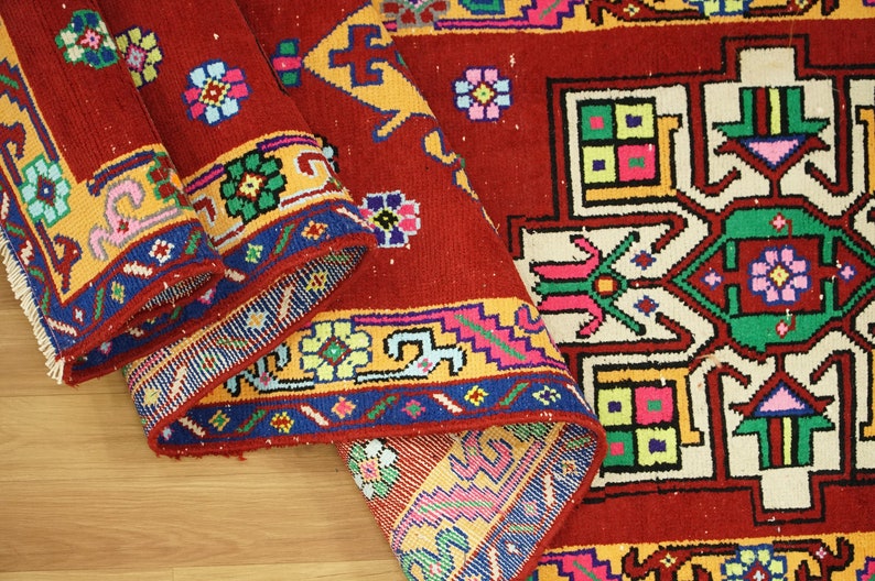 Alfombra Oushak vintage, alfombra de textura suave, alfombra gótica, alfombra de pasillo, alfombra de entrada, alfombra de boda, alfombra turca, corredor Herki, 3x11,1 pies, GR 3629 imagen 1