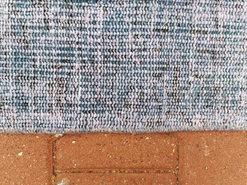 Alfombra hecha a mano, alfombra de pasillo para exteriores, alfombra azul, alfombra costera, tapete de lavandería, alfombra vintage, alfombra teñida, alfombra turca, 3.1 x 7.7 pies GR 3442 imagen 9