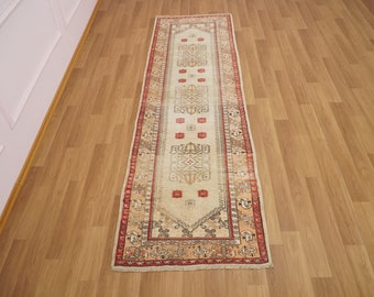 Turkish Wool Rug, Kitchen Floor Rug, Entryway Rug, Faded Runner, Oushak Runner Rug, Boho Area Rug, Muted Rug, 2.6 x 8.8 feet , GR 1164