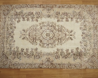 handmade turkish rug, vintage oushak rug, area rug, living room rug, bedroom rug, antique rug, wool rug, tribal rug, 5.7 x 9.2 feet, GR 1838