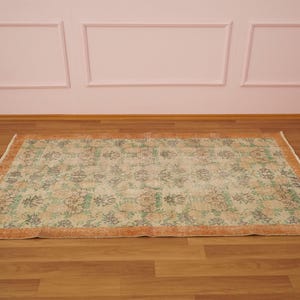 Floral Turkish Rug , Oushak Area Rug , Boho Rug , 3.7 x 6.6 feet , Hand Made Rug , Wool Rug , Living Room Rug , Turkey Rug , GR 912 image 3