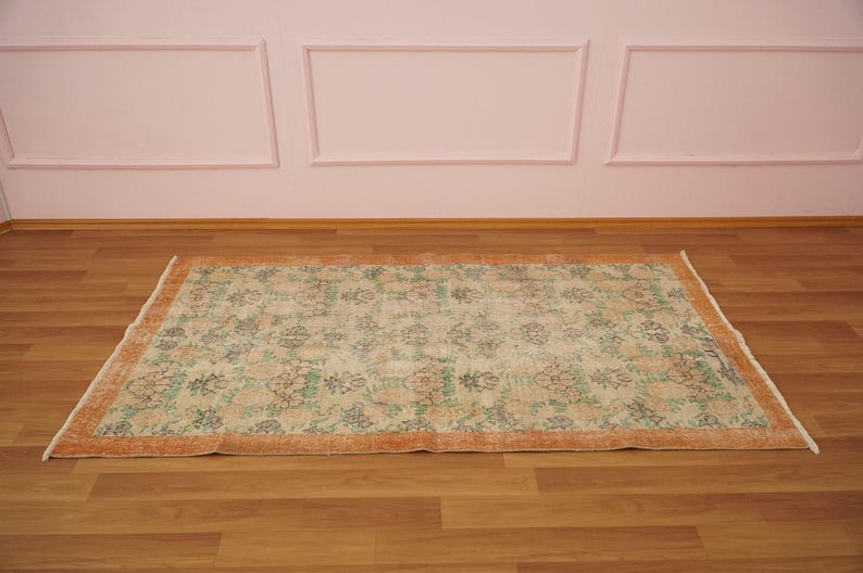 Floral Turkish Rug , Oushak Area Rug , Boho Rug , 3.7 x 6.6 feet , Hand Made Rug , Wool Rug , Living Room Rug , Turkey Rug , GR 912 image 3