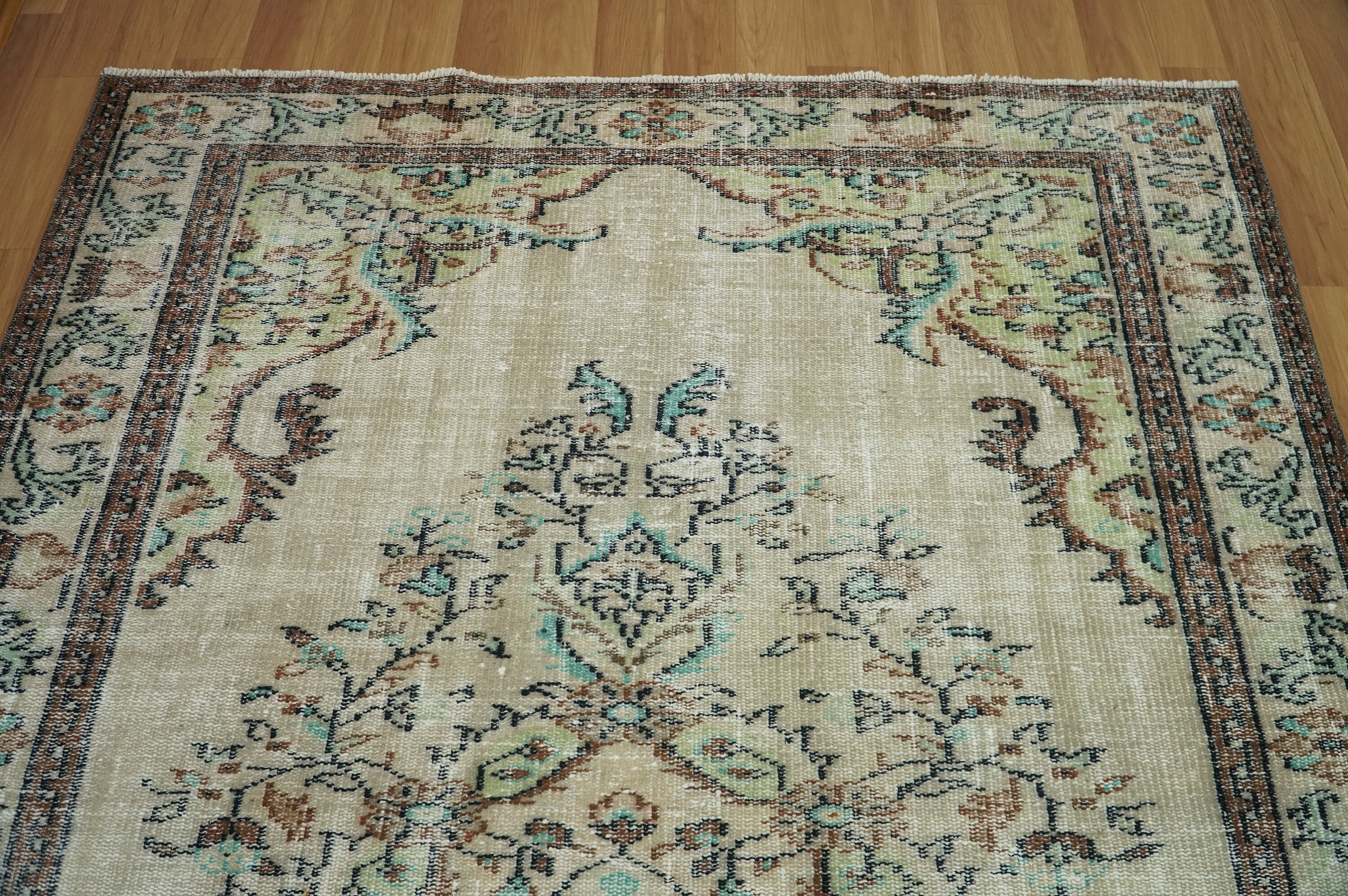 Green Turkish Rug Oushak Rug Area Rug 5.2 x 8.3 feet Etsy